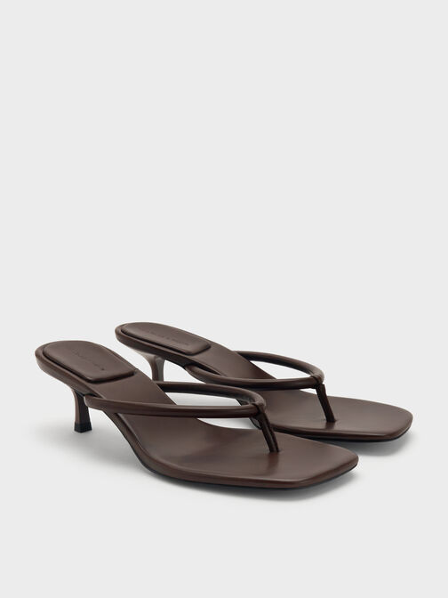 Kitten-Heel Thong Sandals, Maroon, hi-res