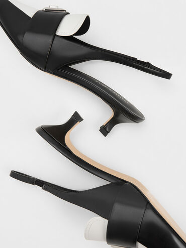 Trice Metallic Accent Pointed-Toe Slingback Pumps, Black, hi-res