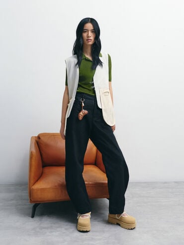 علّاقة أنيقة على شكل كرواسون, بيج جوزة الطيب, hi-res