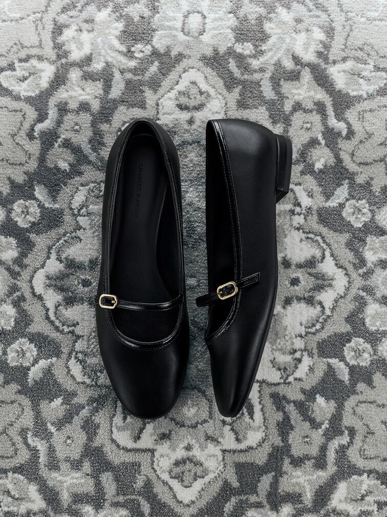 حذاء ماري جين مزين بشرائط, أسود, hi-res