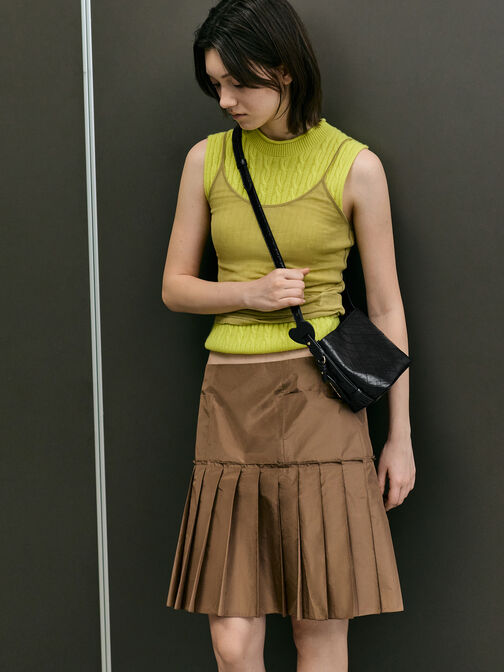 حقيبة باكيت ديو مبطنة بسلسلة, أسود, hi-res