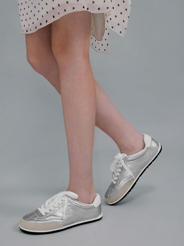 حذاء سنيكرز ميتالك برقبة قصيرة, فضي, hi-res