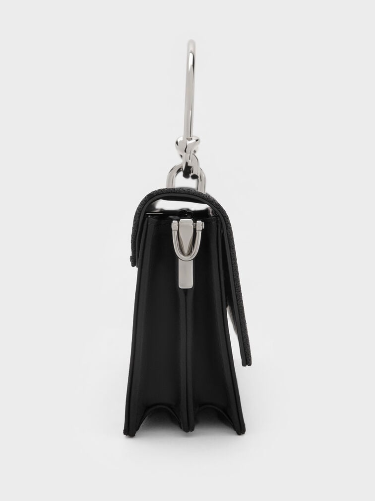 محفظة كريستين بسلسلة وتصميم لامع, أسود كلاسيكي, hi-res