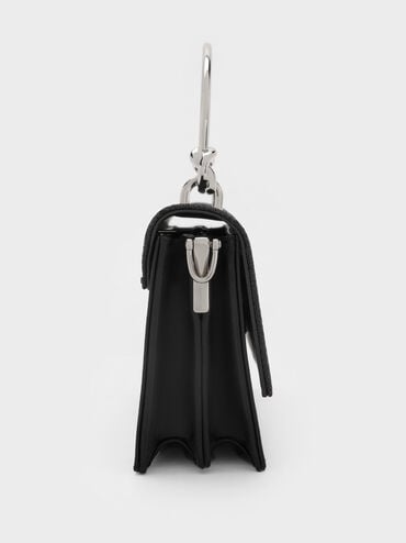 محفظة كريستين بسلسلة وتصميم لامع, أسود كلاسيكي, hi-res