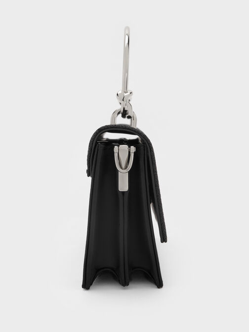 محفظة كريستين بسلسلة وتصميم لامع, أسود كلاسيكي, hi-res