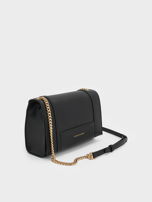 Shalia Chain-Strap Shoulder Bag, Black, hi-res