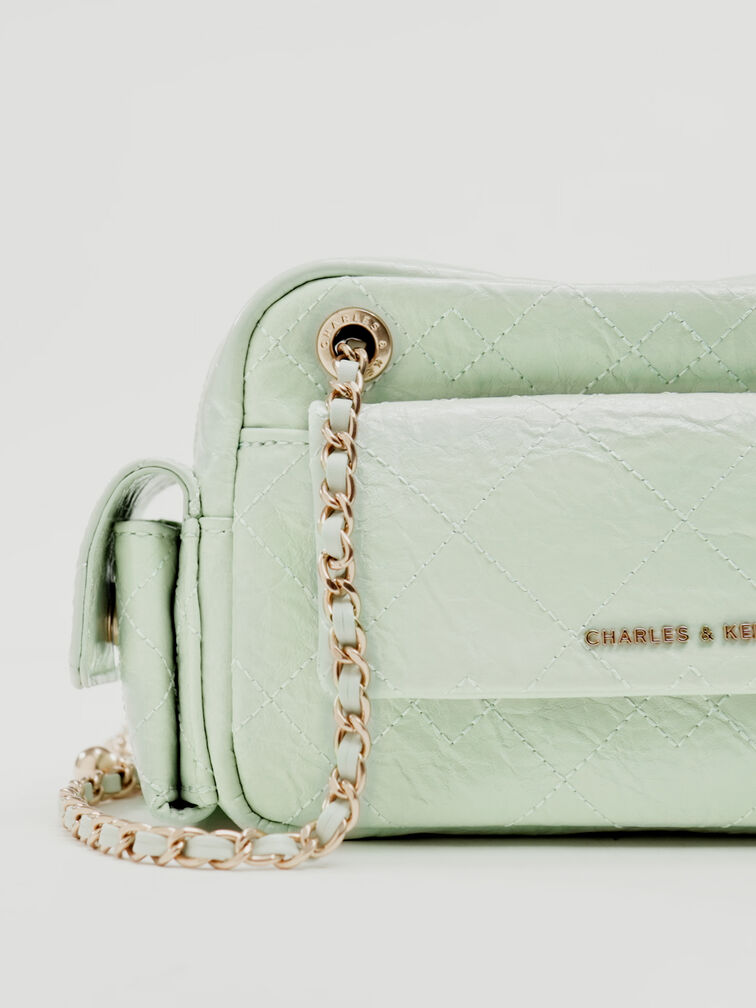 Duo Quilted Crossbody Bag, Mint Green, hi-res