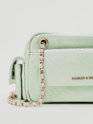 Duo Quilted Crossbody Bag, Mint Green, hi-res