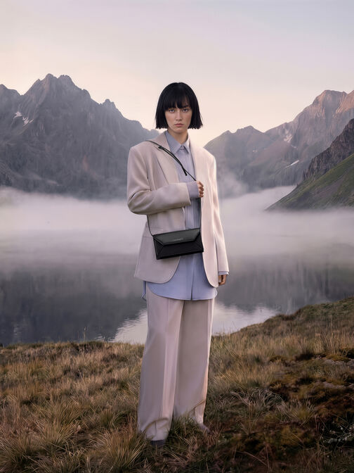 Nasrin Geometric Long Wallet, Noir, hi-res