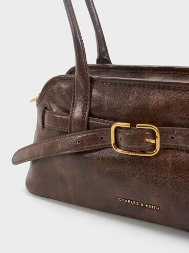 شنطة كتف فيكتوريا بحزام, بني مطفي, hi-res