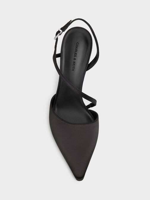 Cordelia Pointed Slingback Pumps, Black Textured, hi-res