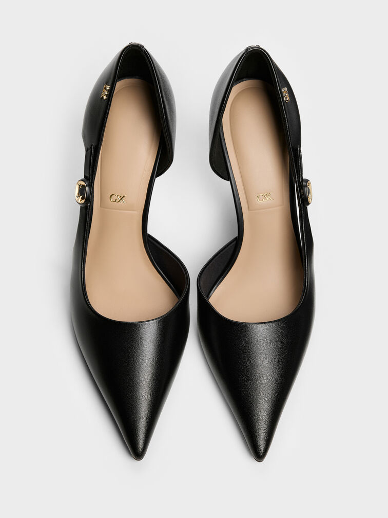 حذاء دورسيه ستيليتو بمقدمة مدببة من الجلد الطبيعي, أسود, hi-res