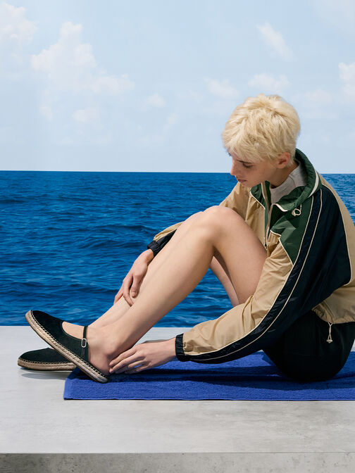 حذاء إسبادريل بيرناردين بتصميم الميولز من الشمواه الفاخر, أسود خشن, hi-res