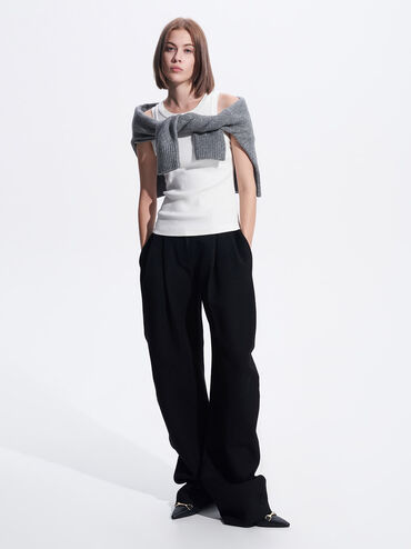 Leslie Metallic-Accent Slingback Pumps, Black, hi-res