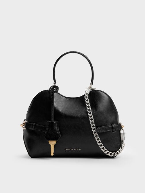 Delfina Chain Side-Belt Tote Bag, Noir, hi-res
