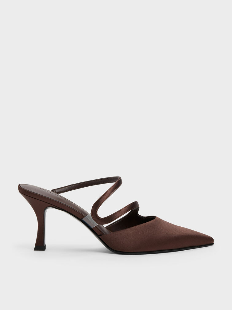 حذاء ميول ساتان أردن بمقدمة مدببة وكعب متموج, بني محبّب غامق, hi-res