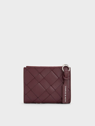 Ivette Woven Top-Zip Small Wallet, Wineberry Red, hi-res