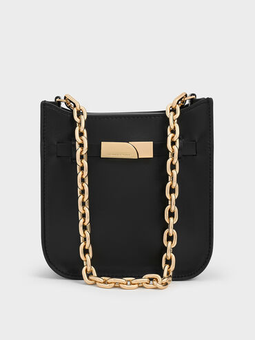 Aurelia Metallic-Accent Crossbody Bag, Black, hi-res