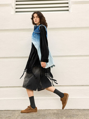 حذاء سنيكرز شامواه صناعي, بني, hi-res