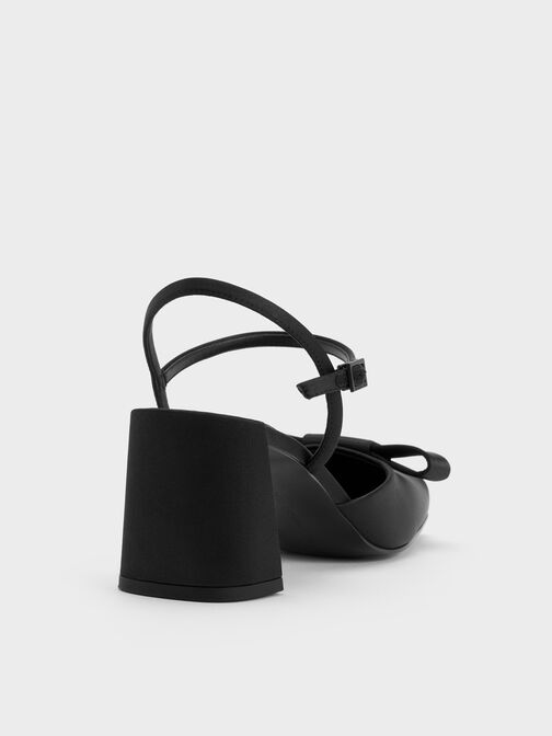 Brantley Bow Ankle-Strap Pumps, Black Textured, hi-res