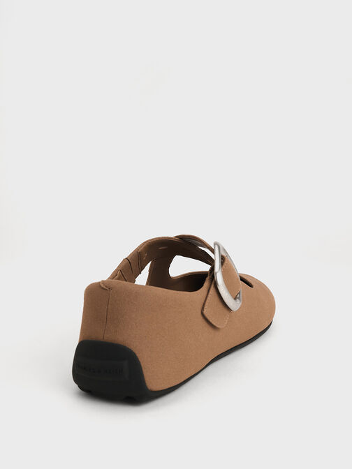 حذاء ماري جاين من الشمواه بأحزمة متداخلة, بني, hi-res