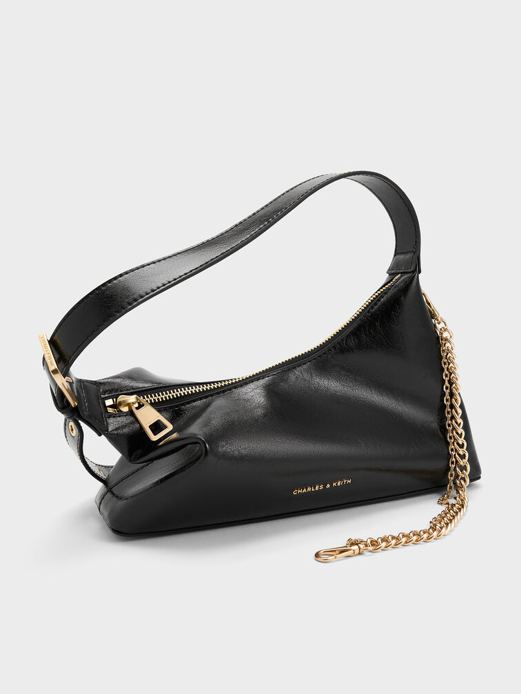 Atwood Chain-Embellished Shoulder Bag, Black, hi-res