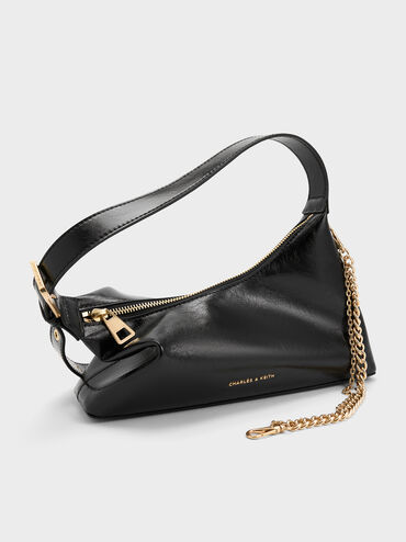 Atwood Chain-Embellished Shoulder Bag, Black, hi-res