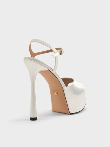 Francesca Peep-Toe Platform Heels, White, hi-res