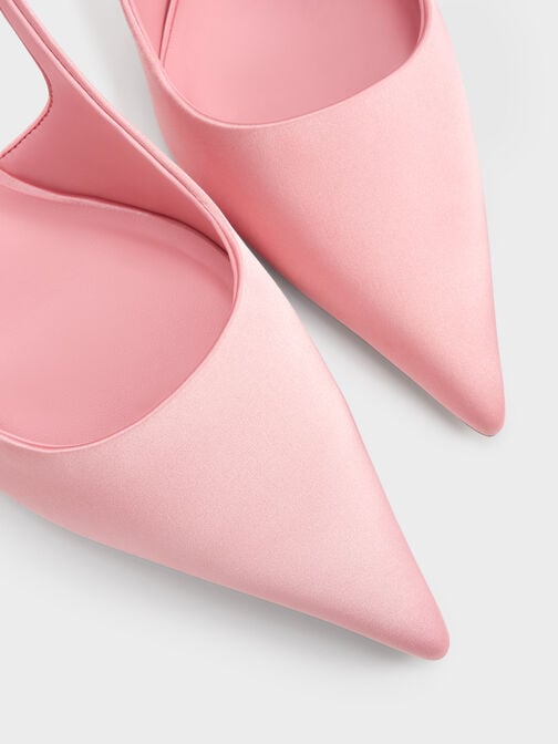 حذاء كعب عالي برانتلي بفيونكة وسير خلفي, وردي, hi-res