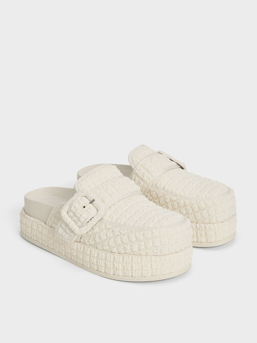 ميولز لورين ذات بتصميم مزخرف وكعب فلاتفورم, أبيض طباشيري, hi-res