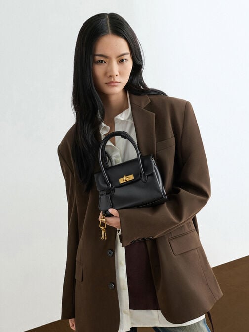 Mini Kerry Turn-Lock Tote Bag, Black, hi-res