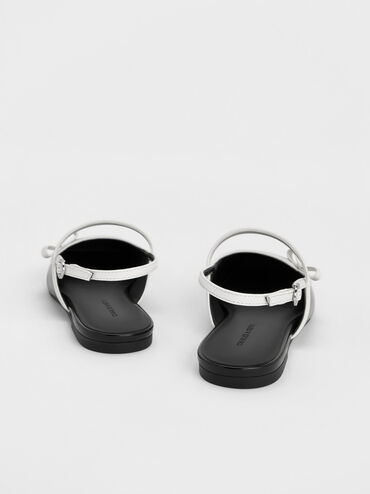 حذاء ماري جاين مسطح بلونين وحزام خلفي مزين بفيونكة, صندوق أسود, hi-res