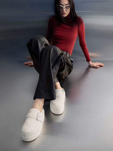 ميولز لورين ذات بتصميم مزخرف وكعب فلاتفورم, أبيض طباشيري, hi-res