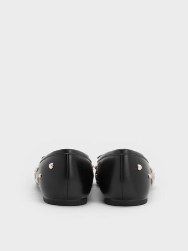 أحذية باليه باربرا مزينة باللؤلؤ وعقدة فيونكة, أسود, hi-res