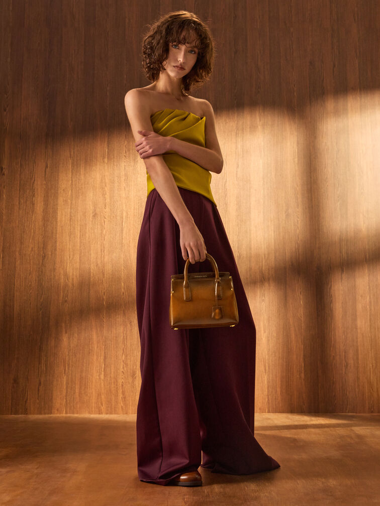 Rene Structured Top Handle Bag, Tan, hi-res