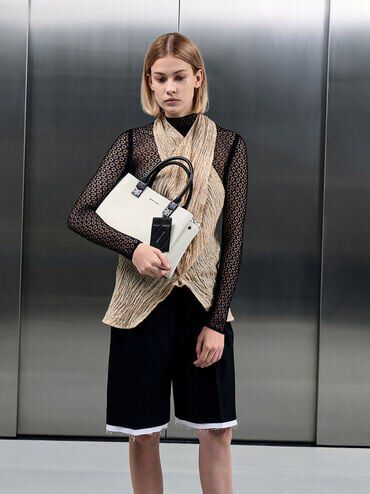 حقيبة كاميرون بمقبضين علويين, أبيض, hi-res