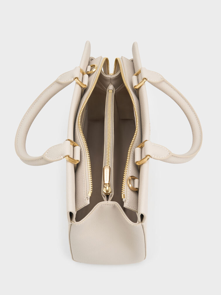 حقيبة ميرابيل بمقبض علوي أنيق, عاجي, hi-res