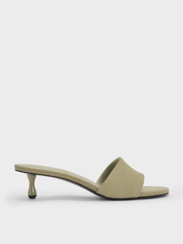Ruthie Faux Suede Heeled Mules, Olive, hi-res