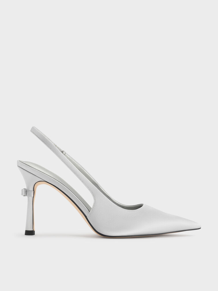Brantley Bow Slingback Pumps, Grey, hi-res