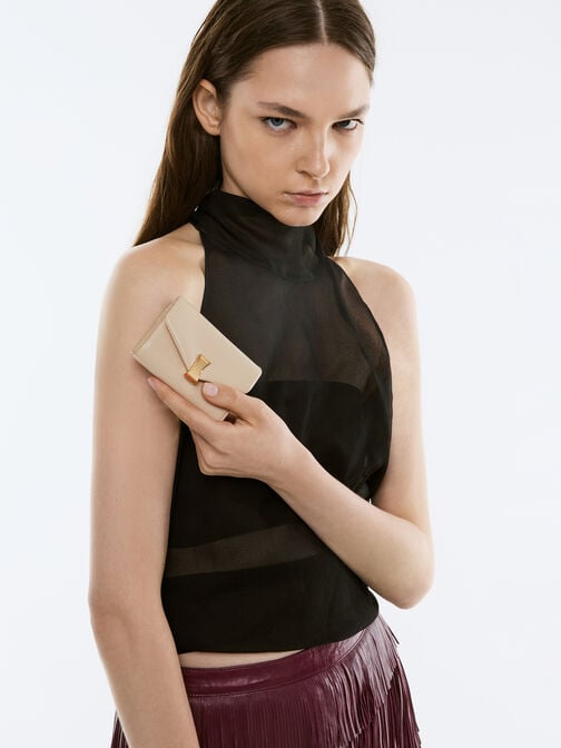 محفظة ليليبت بسلسلة وإكسسوار معدني, بيج مخملي, hi-res