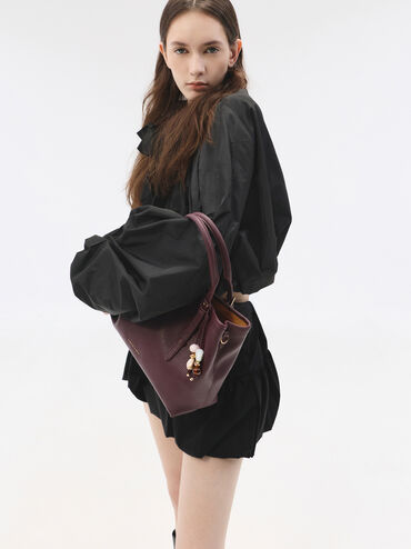 Baral Bead-Charm Tote Bag, Wineberry Red, hi-res