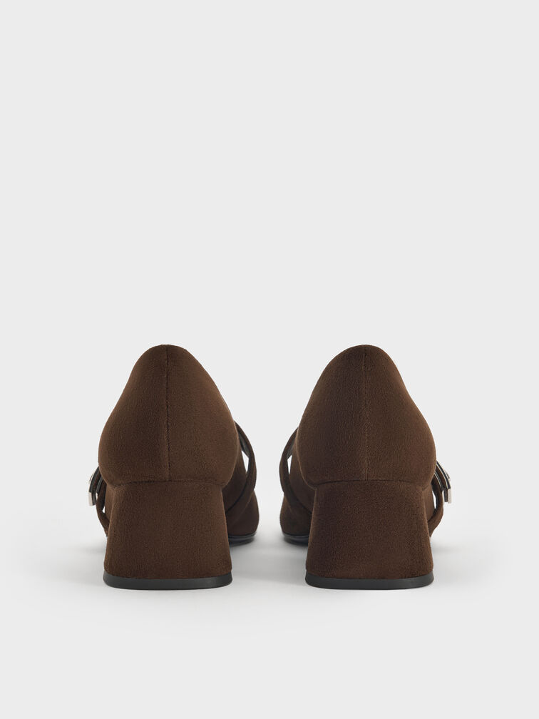 حذاء ماري جين لاندو شمواه صناعي بمشبك, بني محبّب غامق, hi-res