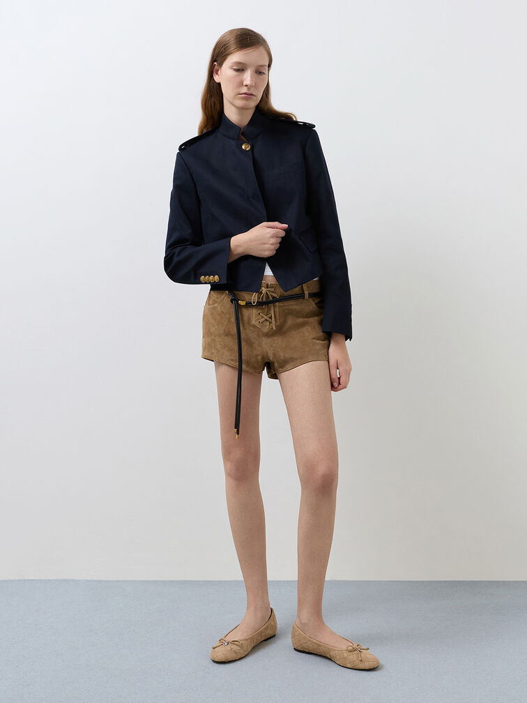 Ivette Faux Suede Woven Bow Ballet Flats, Sand, hi-res