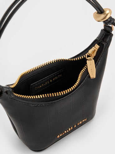 حقيبة أوغستين مايكرو بمقبض سلسلة وتأثير جلد الأنقليس, أسود, hi-res