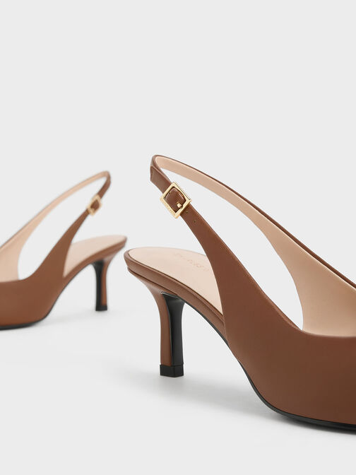 Leslie Metallic-Accent Slingback Pumps, Cognac, hi-res