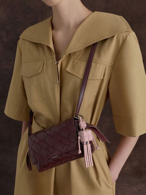 Ivette Woven Robot Bag Charm, Cotton Candy Pink, hi-res