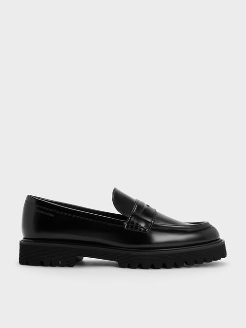 Kaiya Penny Loafers, Black Boxed, hi-res