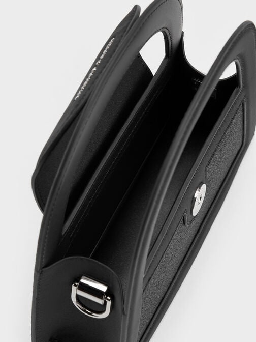 Este Glittered Top Handle Bag, Noir, hi-res