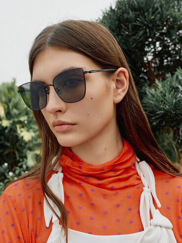 نظارات شمسية مربعة من الكريستال من ليفونيا, أسود عميق, hi-res