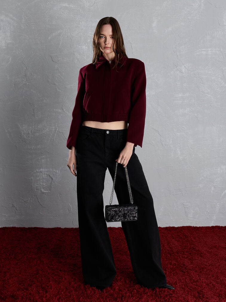 محفظة بسلسلة بافوتو مزينة بالترتر, أسود كلاسيكي, hi-res